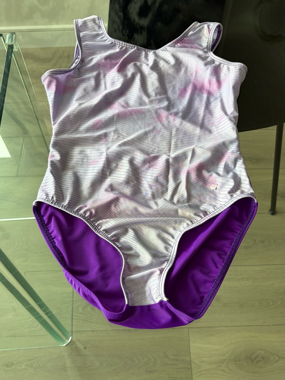 Girls Purple Tie-Dye One-Piece Gymnastics unitard